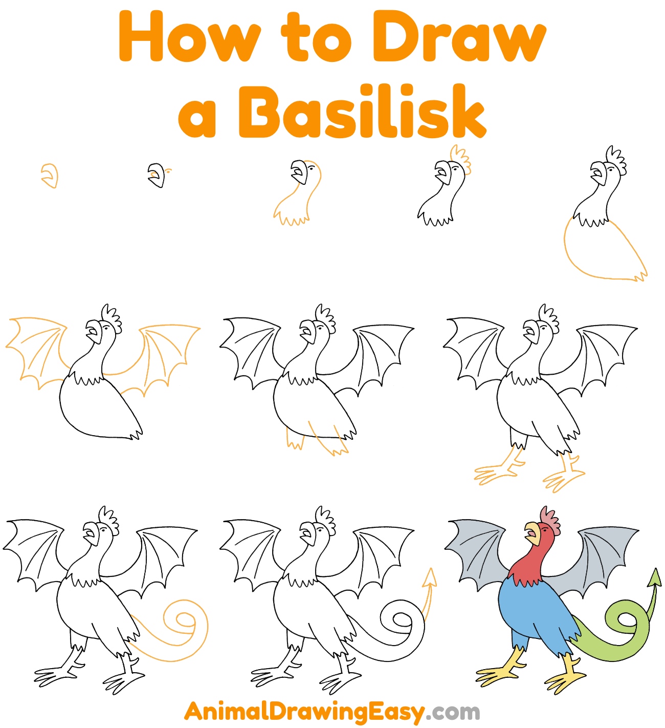 How to Draw a Basilisk Step by Step