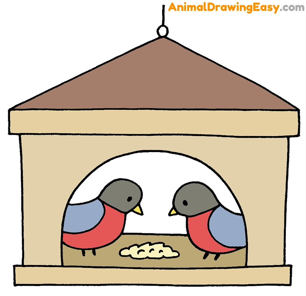 How to Draw a Bird Feeder Easy