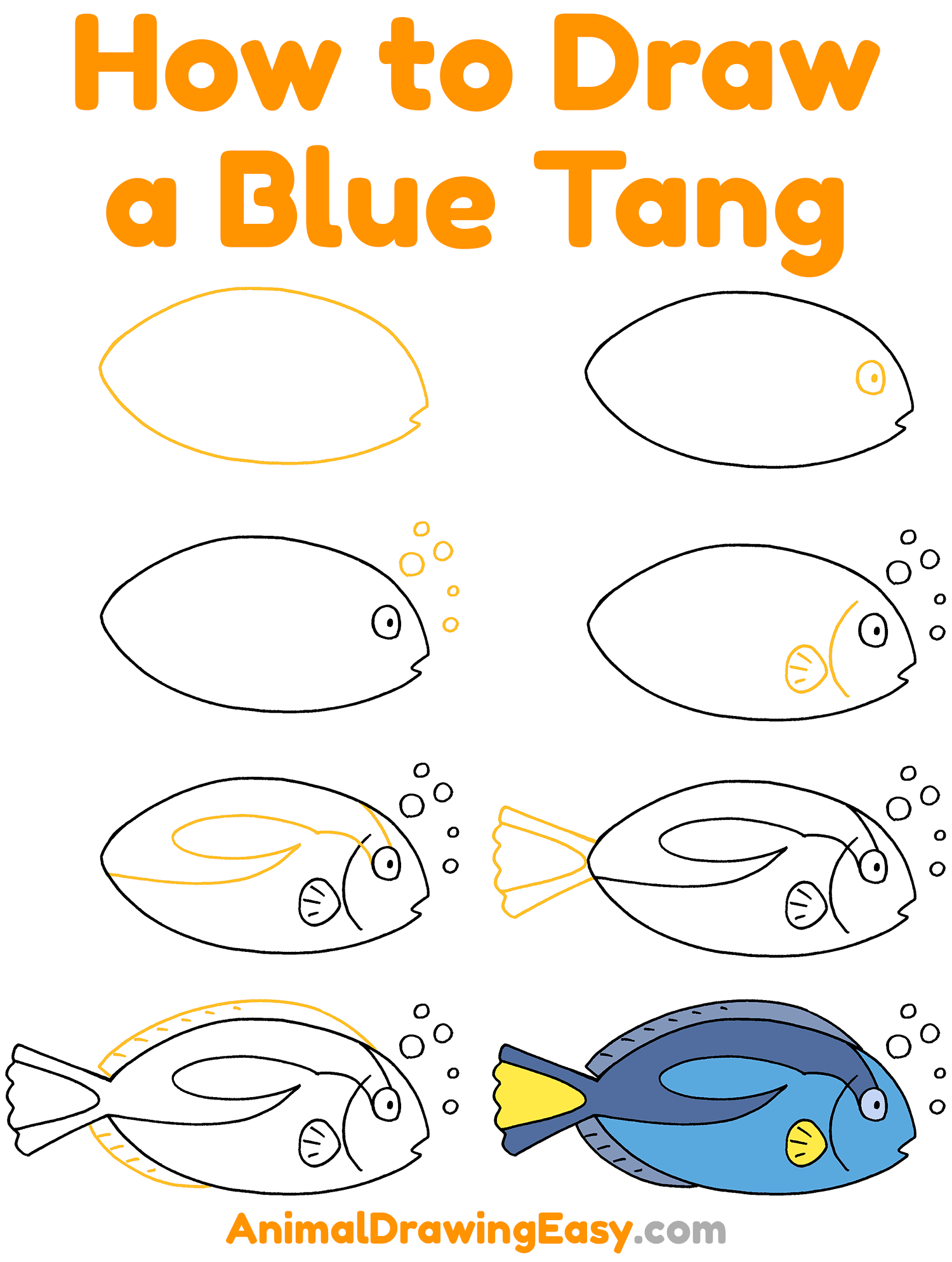 How to Draw a Blue Tang Step by Step